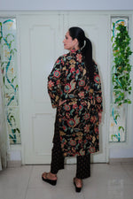 Dhoonki Black Floral Kurta Set - Elegant Cotton Ethnic Wear for Women
