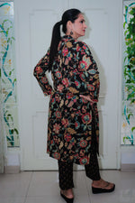 Dhoonki Black Floral Kurta Set - Elegant Cotton Ethnic Wear for Women