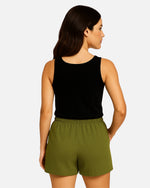 Dhoonki Notched Bottom Shorts - Green | Women’s Casual Wear