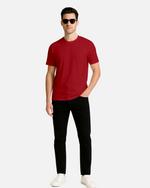 Dhoonki Plain Maroon Solid Regular Fit T-shirt