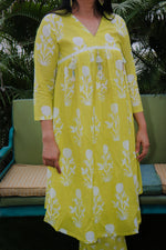Dhoonki Lemon Cotton Kurta Set for Women | Sustainable Ethnic Wear Online India | Handcrafted Everyday & Festive Suit