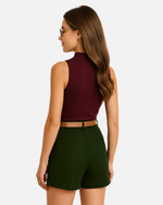 Dhoonki High-Waist Cotton Shorts - Oregano | Women’s Tailored Fit