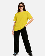 Dhoonki Plain Yellow Solid Regular Fit T-shirt