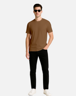 Dhoonki Plain Brown Solid Regular Fit T-shirt