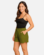 Dhoonki Notched Bottom Shorts - Green | Women’s Casual Wear
