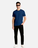 Dhoonki Plain Blue Solid Regular Fit T-shirt