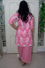 Dhoonki Pink Floral Cotton Kurta Set - Handcrafted Sustainable Ethnic Wear for Women