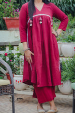 Dhoonki Maroon Organic Khadi Kurta Set for Women | Naturally Dyed Sustainable Ethnic Wear | Handcrafted in India
