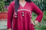 Dhoonki Maroon Organic Khadi Kurta Set for Women | Naturally Dyed Sustainable Ethnic Wear | Handcrafted in India