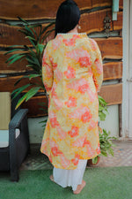 Dhoonki Yellow Floral Cotton Kurta - Handcrafted Sustainable Ethnic Wear for Women