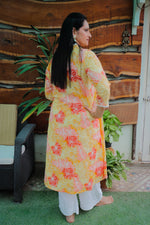 Dhoonki Yellow Floral Cotton Kurta - Handcrafted Sustainable Ethnic Wear for Women