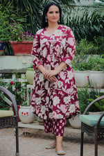 Dhoonki Maroon Floral Cotton Kurta Set for Women | Sustainable Printed Ethnic Wear Online India | Handcrafted Everyday & Festive Suit