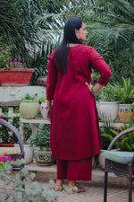 Dhoonki Maroon Organic Khadi Kurta Set for Women | Naturally Dyed Sustainable Ethnic Wear | Handcrafted in India