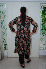 Dhoonki Black Floral Kurta Set - Elegant Cotton Ethnic Wear for Women