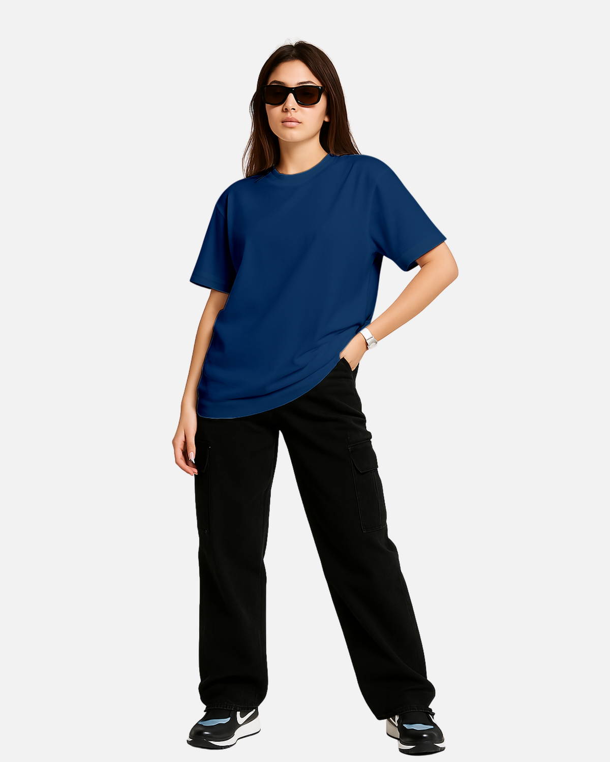 Dhoonki Plain Blue Solid Regular Fit T-shirt