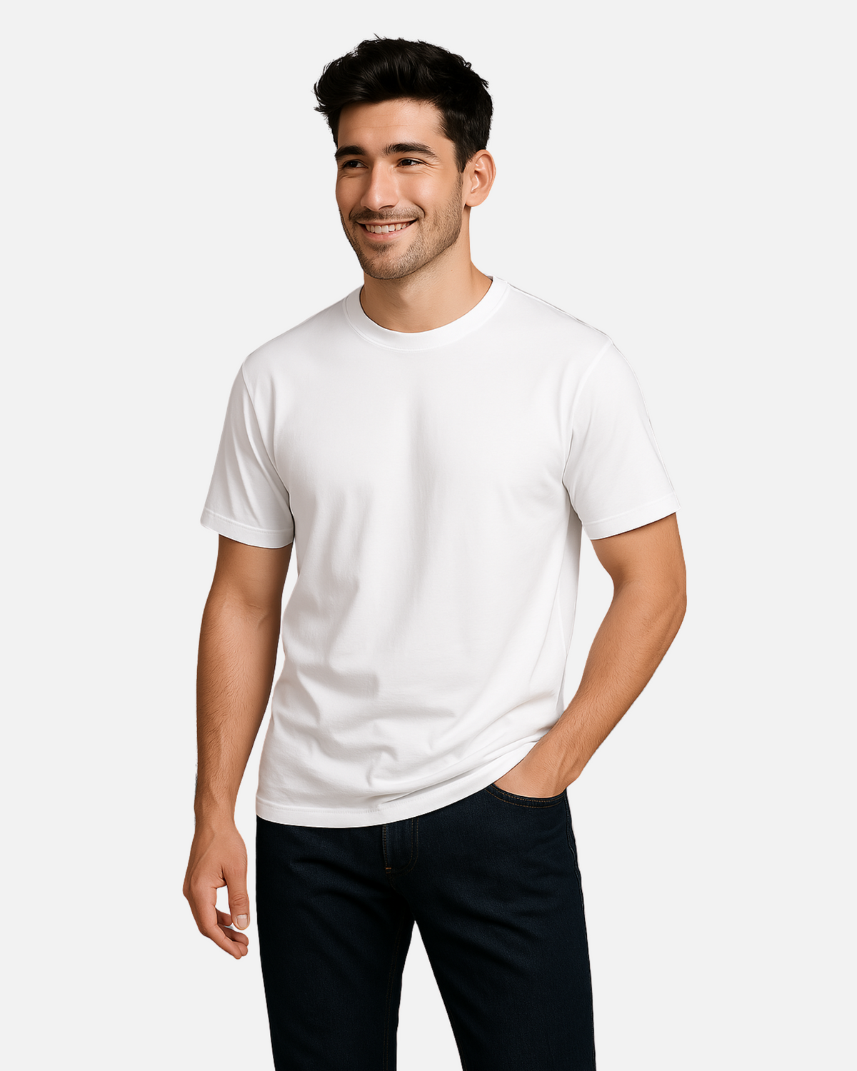 Dhoonki Plain White Solid Regular Fit T-shirt