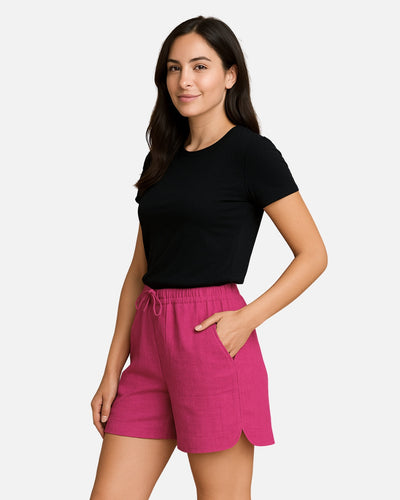 Dhoonki Notched Bottom Shorts - Pink | Women’s Casual Wear