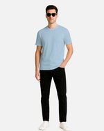 Dhoonki Plain Sky blue Solid Regular Fit T-shirt