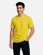 Dhoonki Plain Yellow Solid Regular Fit T-shirt