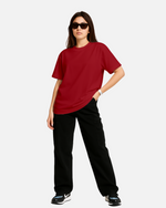 Dhoonki Plain Maroon Solid Regular Fit T-shirt